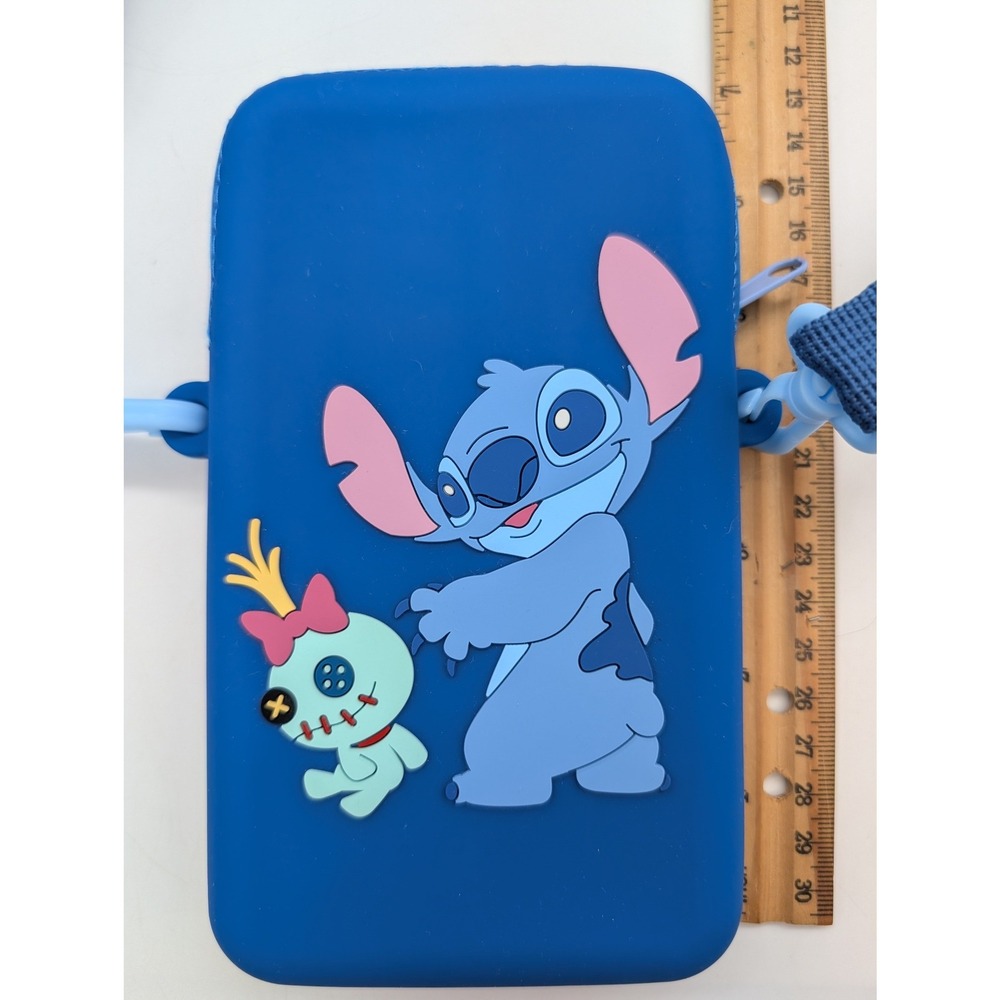 Disney Lilo and Stitch Blue Silicone Crossbody Bag Scrump Zipper Purse Small